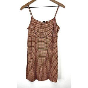 Wild Fable Women Woven Slip Dress Size Medium Brown Plaid Checkered Retro